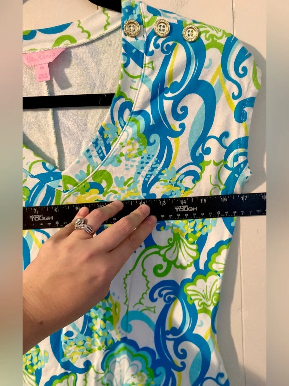 Lilly Pulitzer Hayley Resort Dress White Crystal Coast Blue Green Print, XS